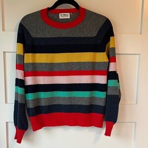 Colorful Striped Crewneck Cashmere Sweater